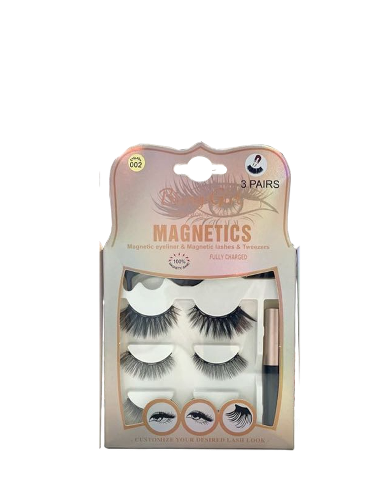 Bling Girl Magnets eyeliner&amp;Magnetics lashes&amp;Tweezers 3Pairs[ S2310P75 ]