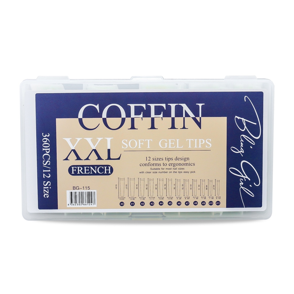 Coffin Soft Gel Tips XXL French BG-115 [ S2402P38]