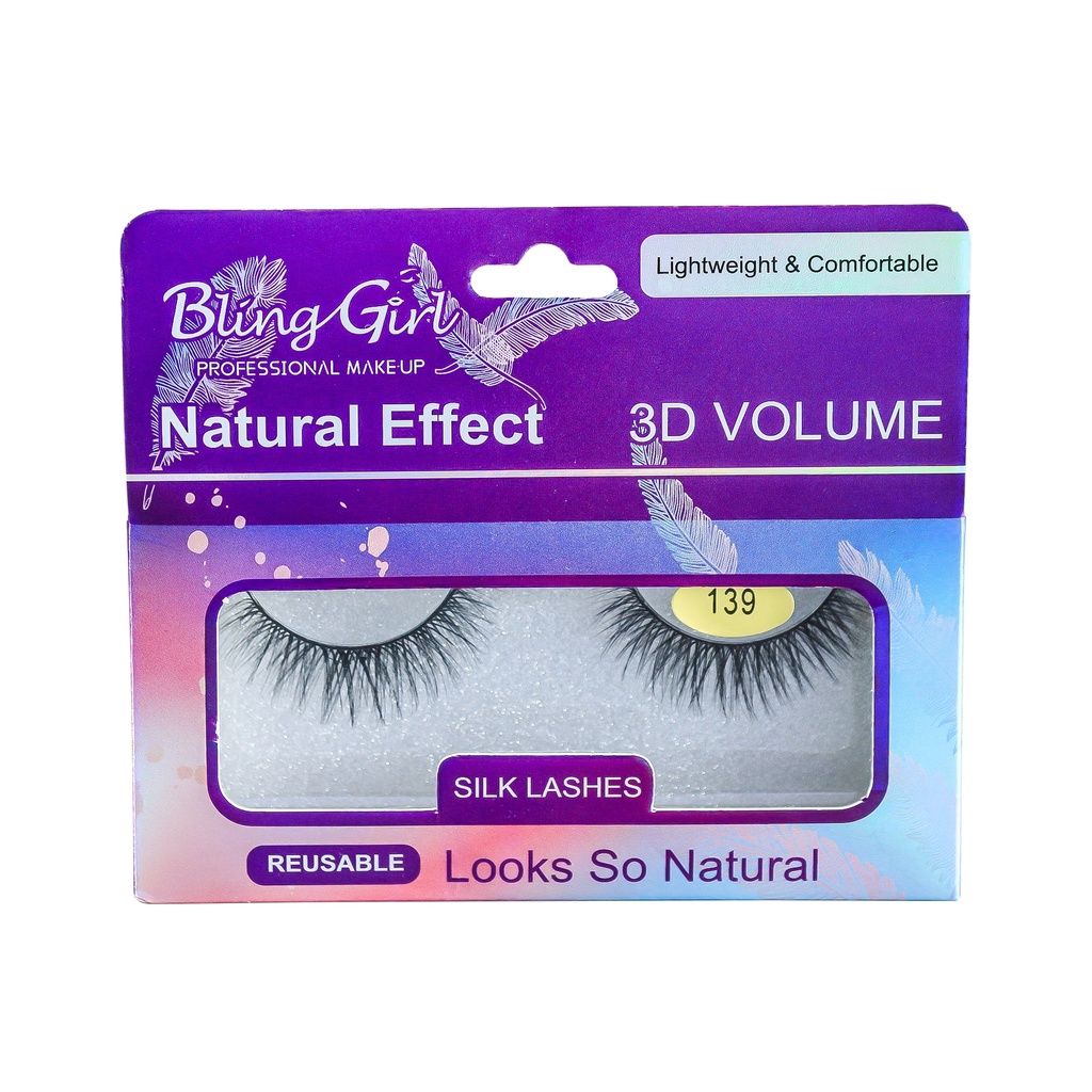 BLING GIRL PROFESSIONAL MAKEUP NATURAL EFFECT 3D VOLUME EYEALASHES [R2402P26]