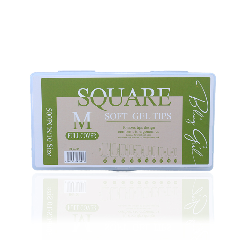 BLING GIRL SQUARE Soft Gel Tips Medium full cover BG-01[R2402P36]