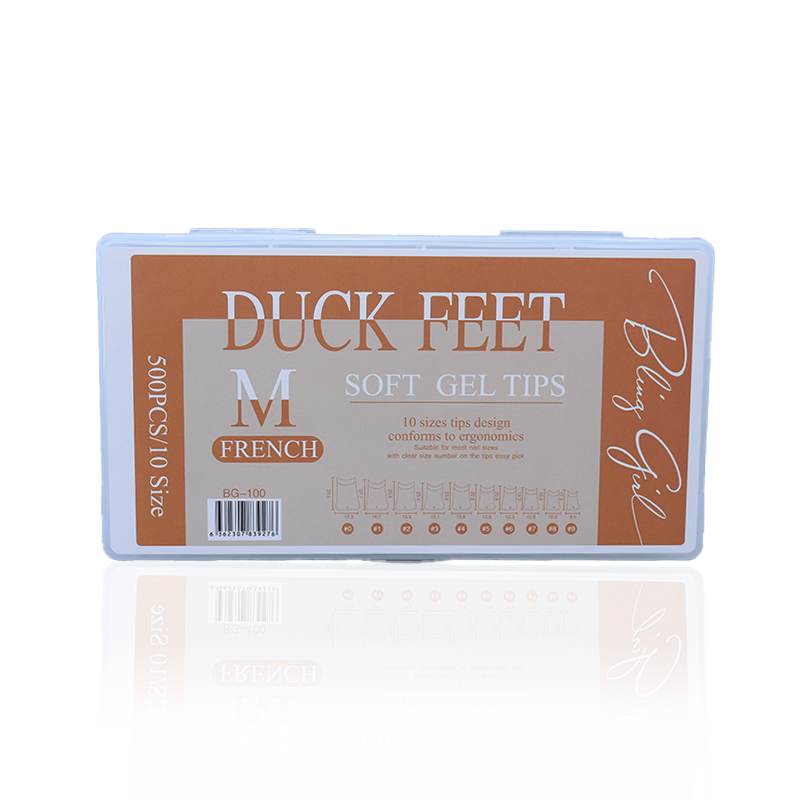 BLING GIRL Duck Feet Soft Gel Tips Medium French BG-100[R2402P36]
