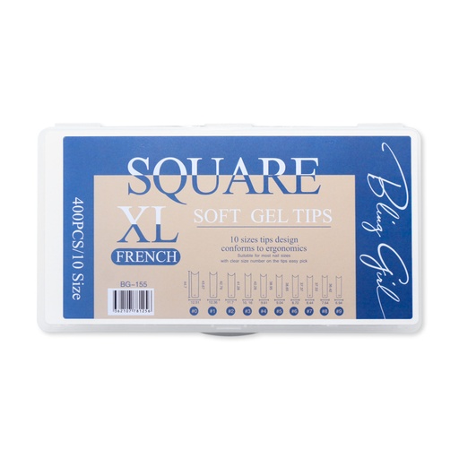 [6362107781256] Square Soft Gel Tips XL Half Tip BG-155 [ S11P86 ]