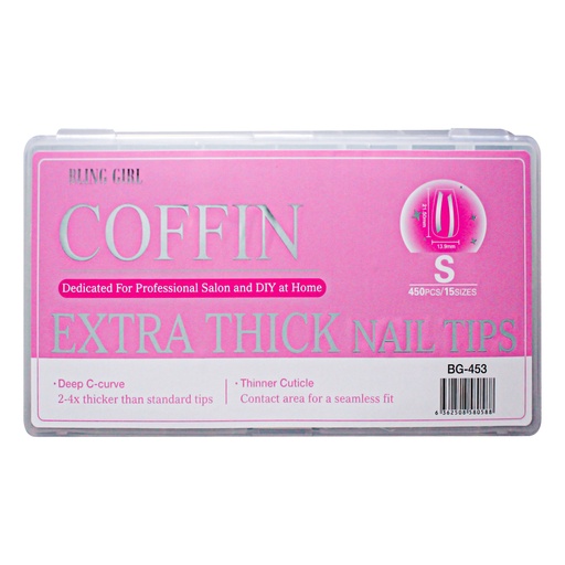 [6362508580588] Coffin Extra Thick Nail Tips Small BG-453 (450PCS/15 sizes) [S2510P17]