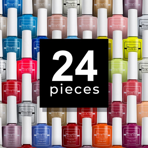 [6342106011585] [BUY 24 GET 24 FREE] Bling Girl Colour Last Soak Off Gel Polish UV/LED Set 10ml*24Pieces [1228]