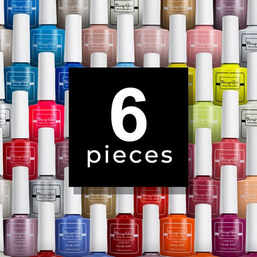 [6342106011585] Bling Girl Colour Last Soak Off Gel Polish UV/LED Set 10ml*6Pieces [1228]