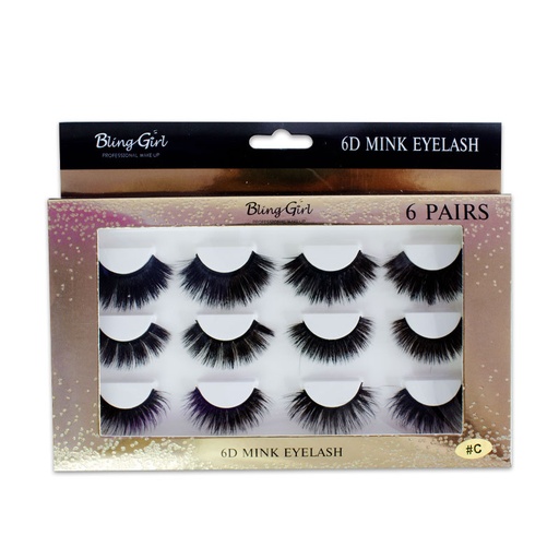 [6611909787219] Blinggirl 6D MINK  Make up  Eyelashes 6 Pairs [ R2311P25 ]