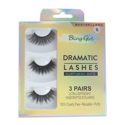 [6612105784255] Blinggirl DRAMATIC LASHES 3 PAIRS [ R2311P26 ]