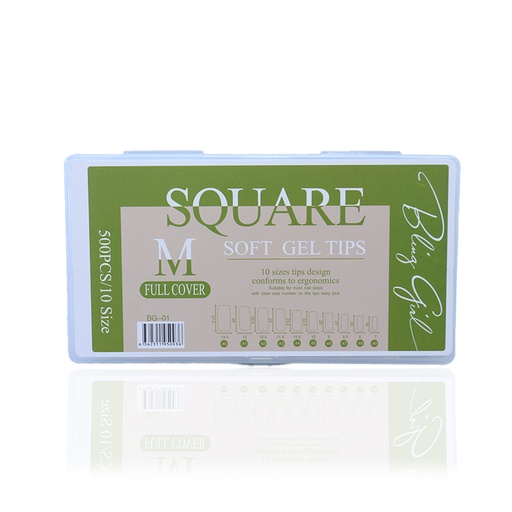 [6362107781065] BLING GIRL SQUARE Soft Gel Tips Medium full cover BG-01[R2402P36]