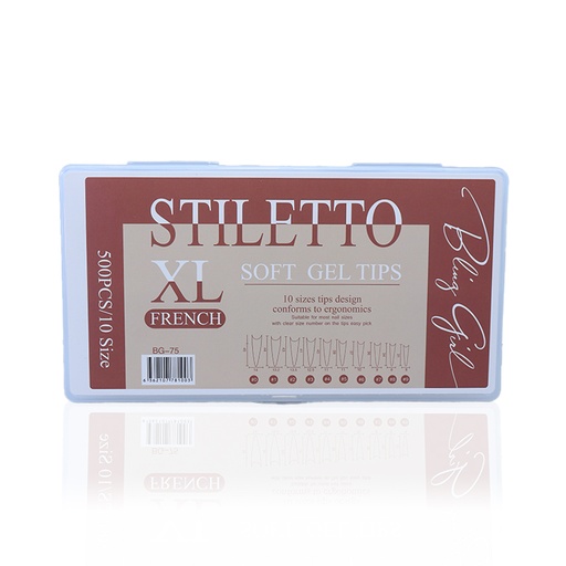 [6362107781065] BLING GIRL Stiletto Soft Gel Tips XL BG-75 R2402P36]