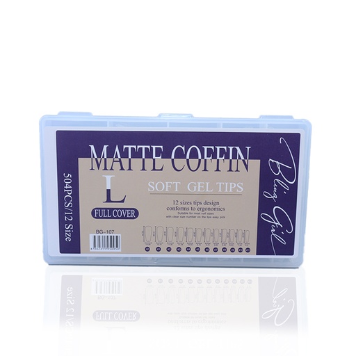 [6362107781065] BLING GIRL Coffin Matte Soft Gel Tips Large BG-110 [R2402P36]